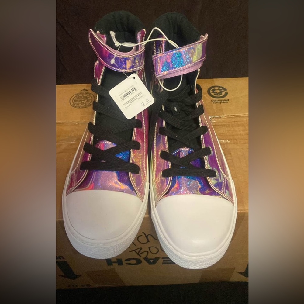 Kids Holographic High-Top Sneakers